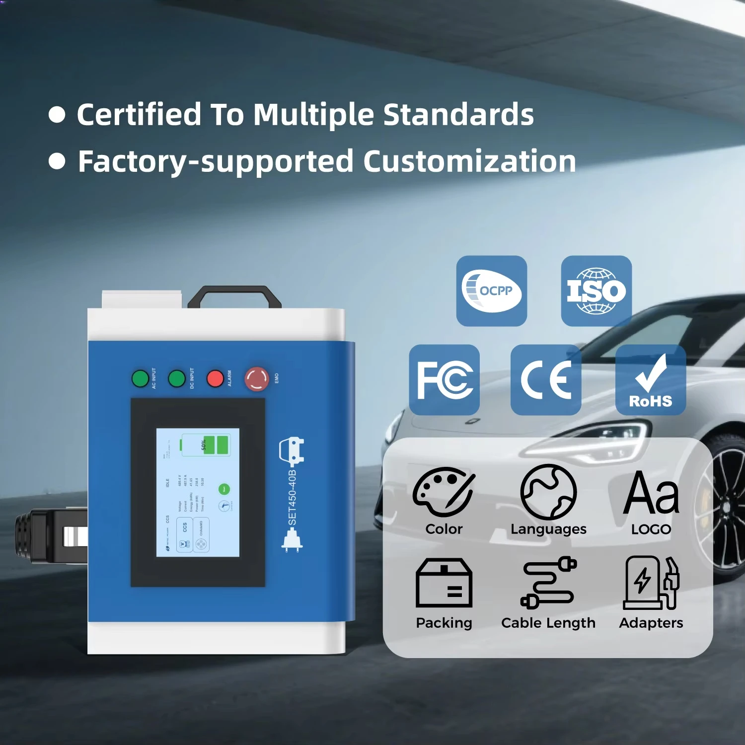 OEM Level 3 Ocpp 10kW Dc Fast Ev Charger Single-Phase Home Portable Charging Station for Electric Vehicles