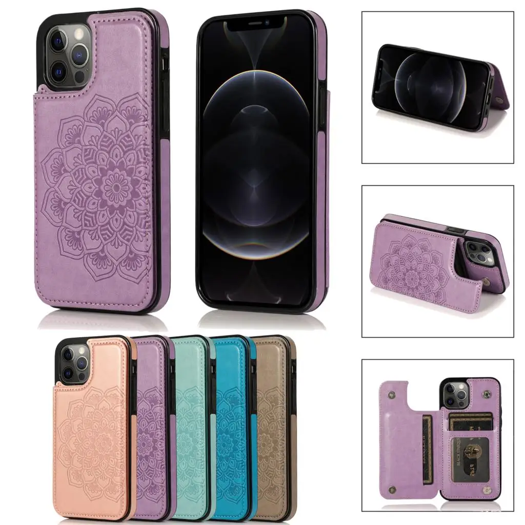 

3D Flower PU Leather Card Wallet Case for iPhone 12 11 Pro Max 12 Mini X XS Max XR 8 7 6 6S Plus 5 5S SE 2020 Protect Back Cover