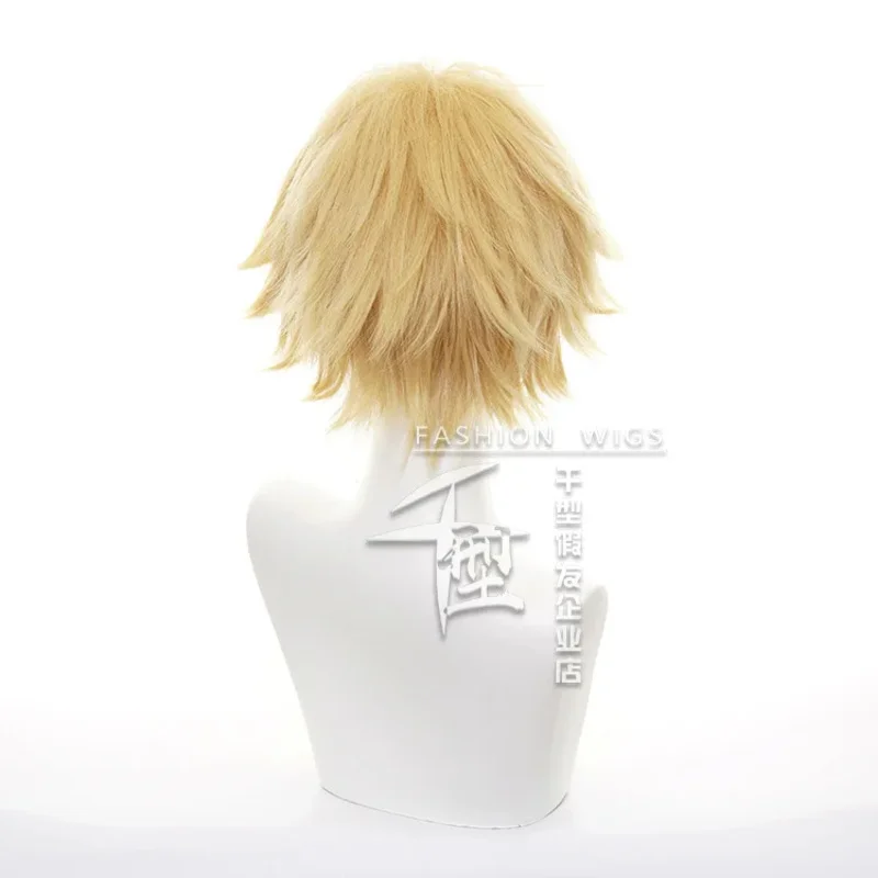New Chainsaw Man Denji Wig Cosplay Costume Golden Short Heat Resistant Synthetic Hair Halloween