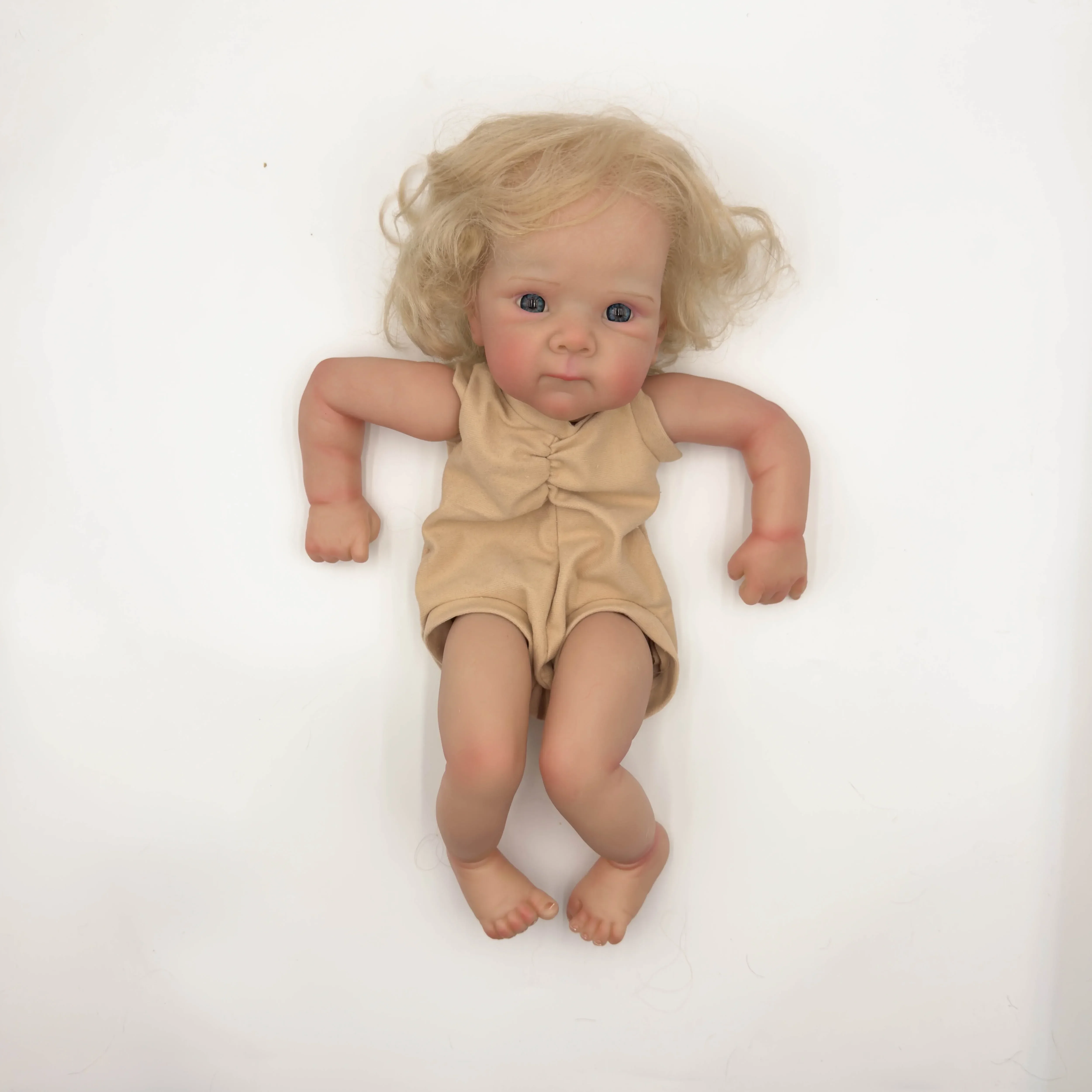 

NPK 18inch bettie with curly hair Reborn Doll Kit Lifelike Awake Baby Already Painted Unfinished Doll Parts DIY Baby toys