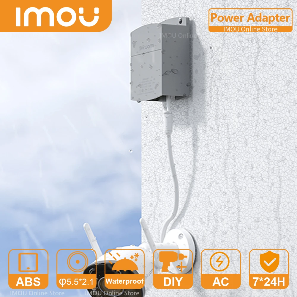 Imou Waterproof Power Adapter for Outdoor Security Surveillance Cameras Drawer Design is Convenient for Installation
