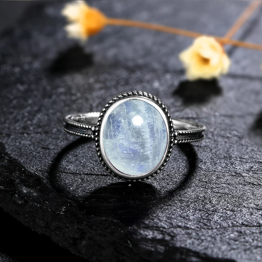 

Vintage Simple Oval Natural Amethyst Ring 925 Silver Fine Jewelry Party Wedding Party Gift Wholesale Dropshipping