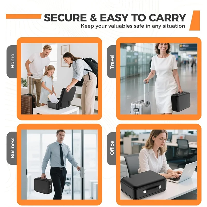 

J1UL1N Fireproof Water Resistant Case Safe Box For Important Documents Certificates With Combination Lock, Fireproof Document Bo