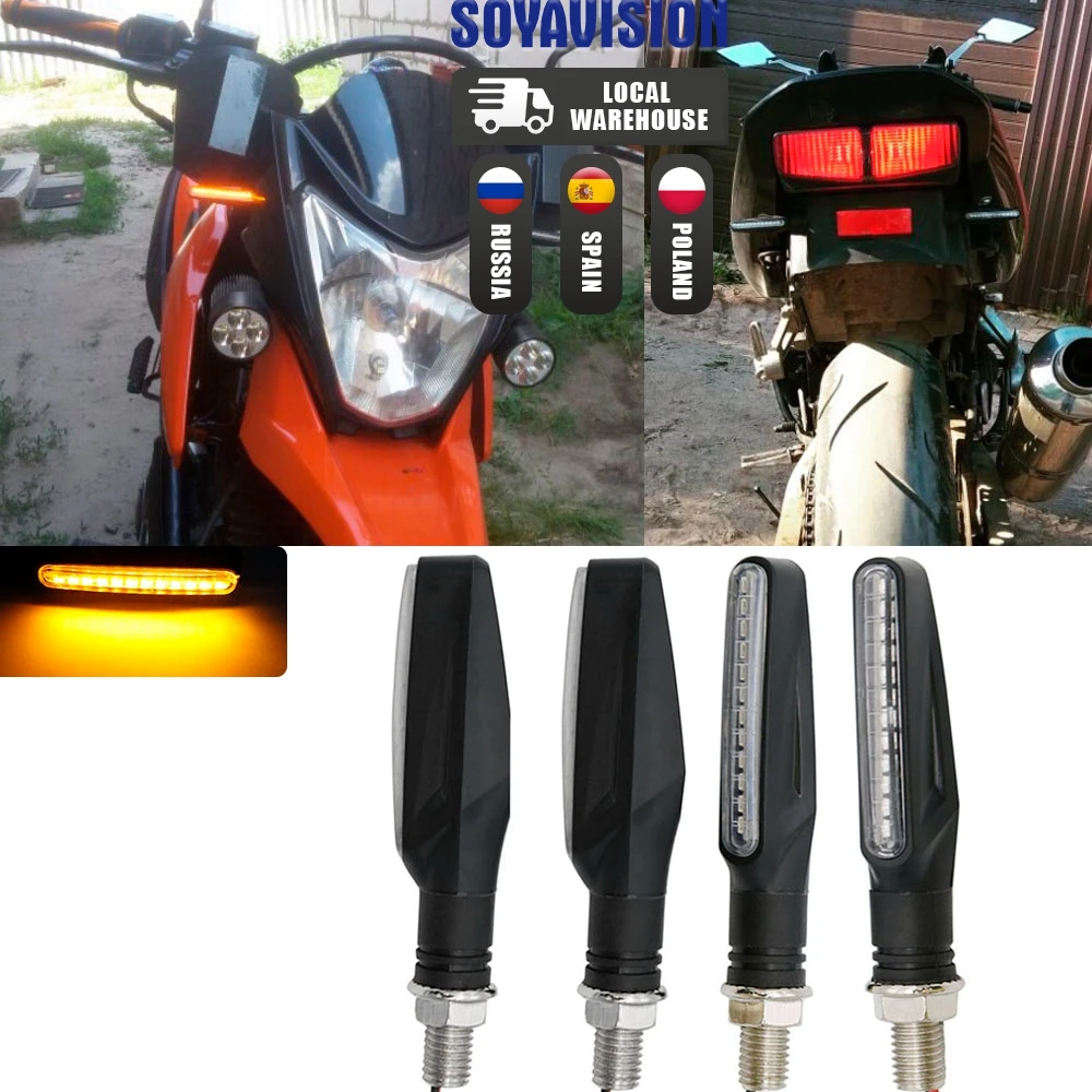 Luz intermitente Universal para motocicleta de 12V, luz LED intermitente trasero, intermitente de agua corriente IP68, accesorios de luces de giro para motocicleta