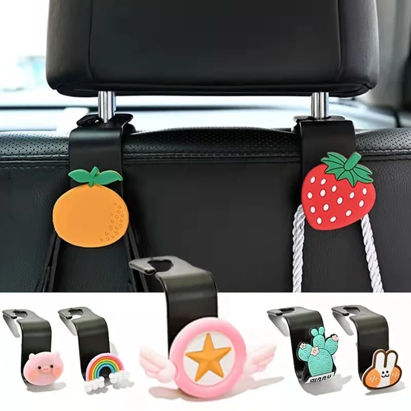 

Creative Car Hook Cartoon Cute Strawberry Pig Rear Seat Back Hanging Hooks Automobile Interior Parts Storage Bag Hanger Holder