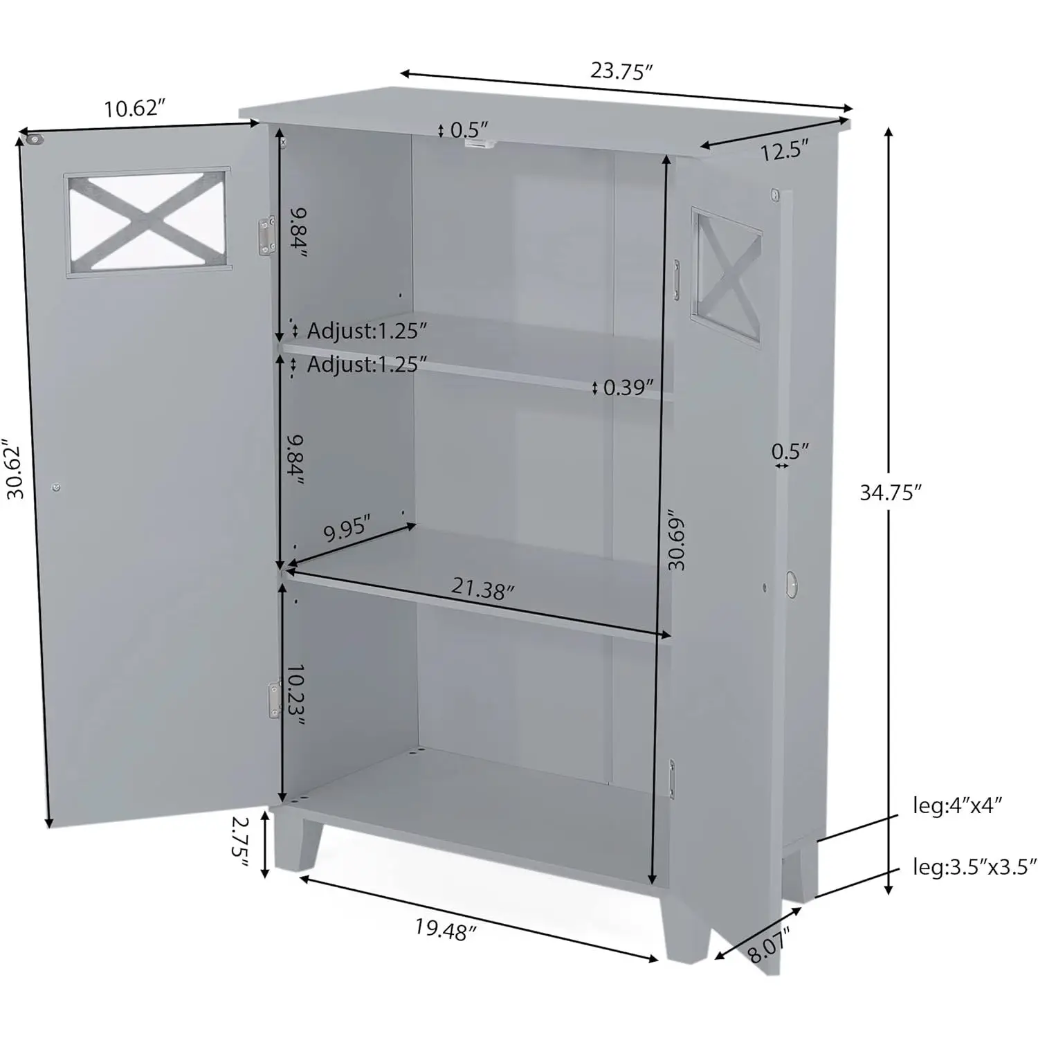 Modern Bathroom Cabinet with Storage Shelves for Organization