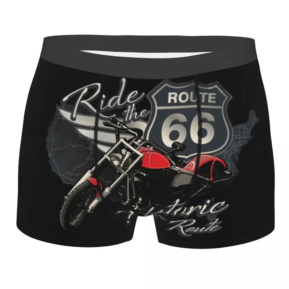 

Travel Motorcycle Ride The Historic Route 66 Underwear Men Stretch America Highway Boxer Briefs Shorts Panties Soft Underpants