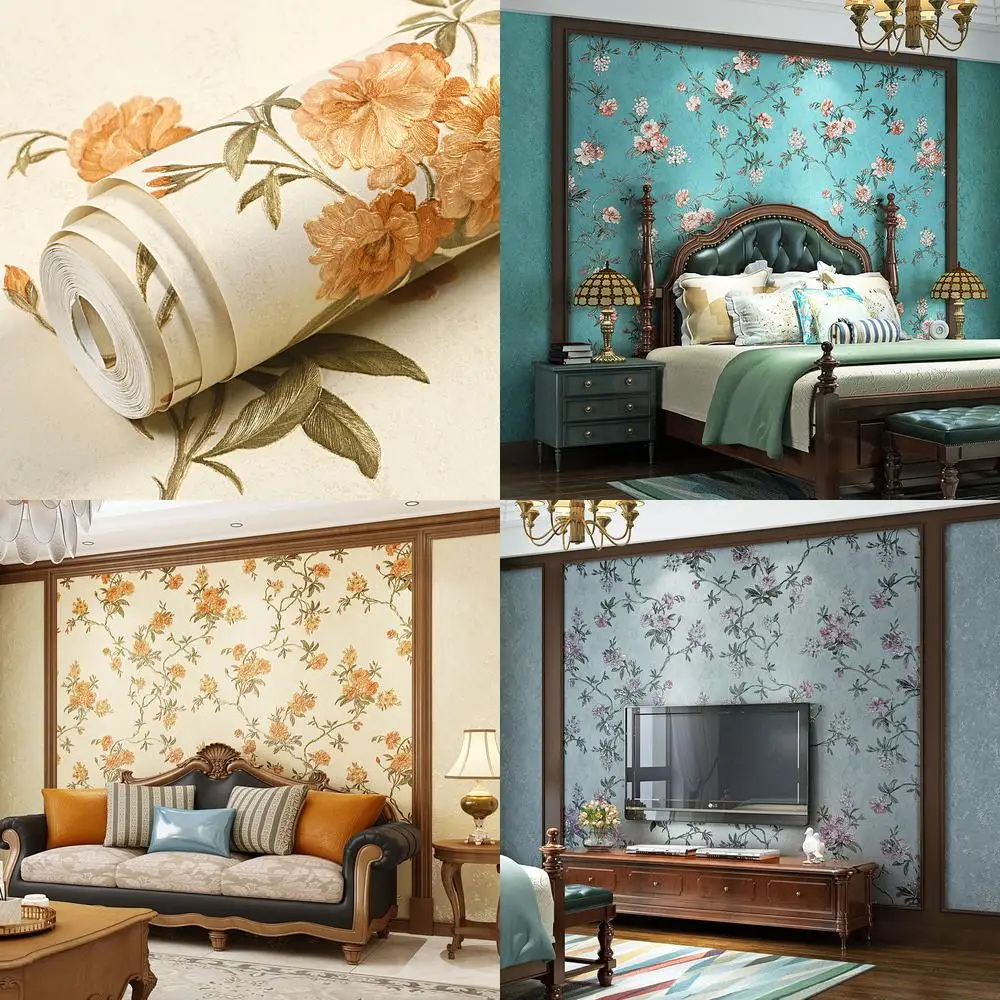 American country non woven fabric wallpaper small floral print retro style bedroom living room master bedroom TV background wall