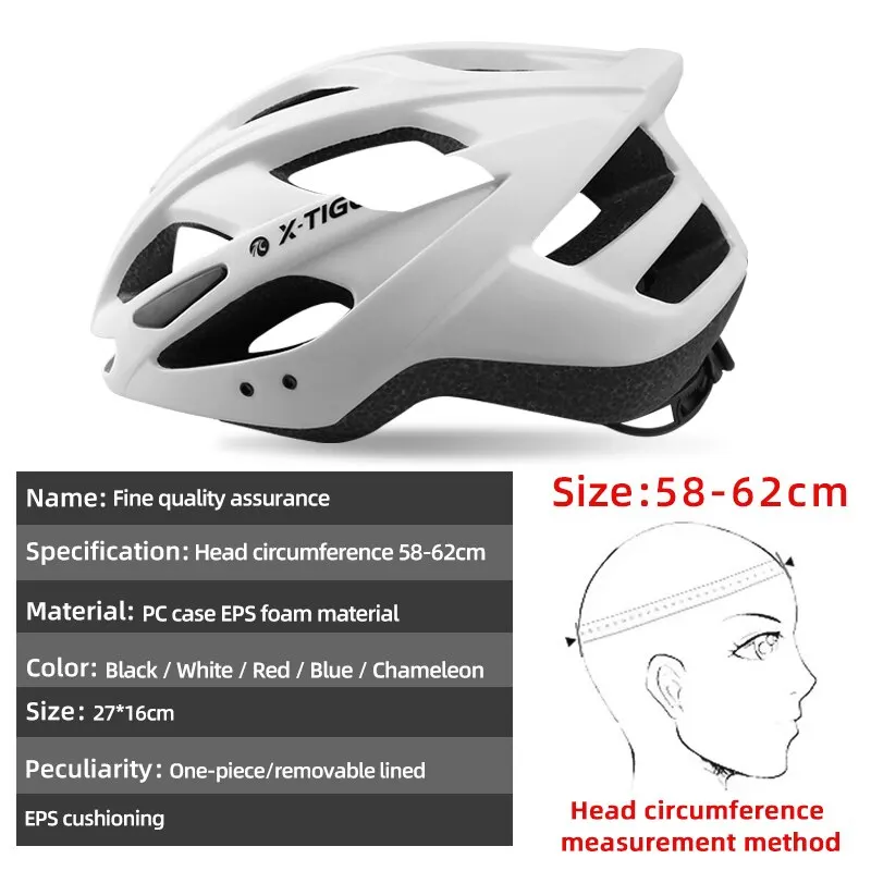 X-TIGER Bike Helmet MTB Cycling Helmet LED Light Outdoor Sports Helmet Road Racing Mountain Bike Helmet Rechargeable Riding Gear