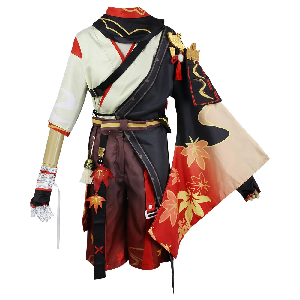 Kaedehara Kazuha Cosplay Costume Complete Set Maple‑print Outfit Game Character Uniform Halloween Anime Cos‑play Suit Wig