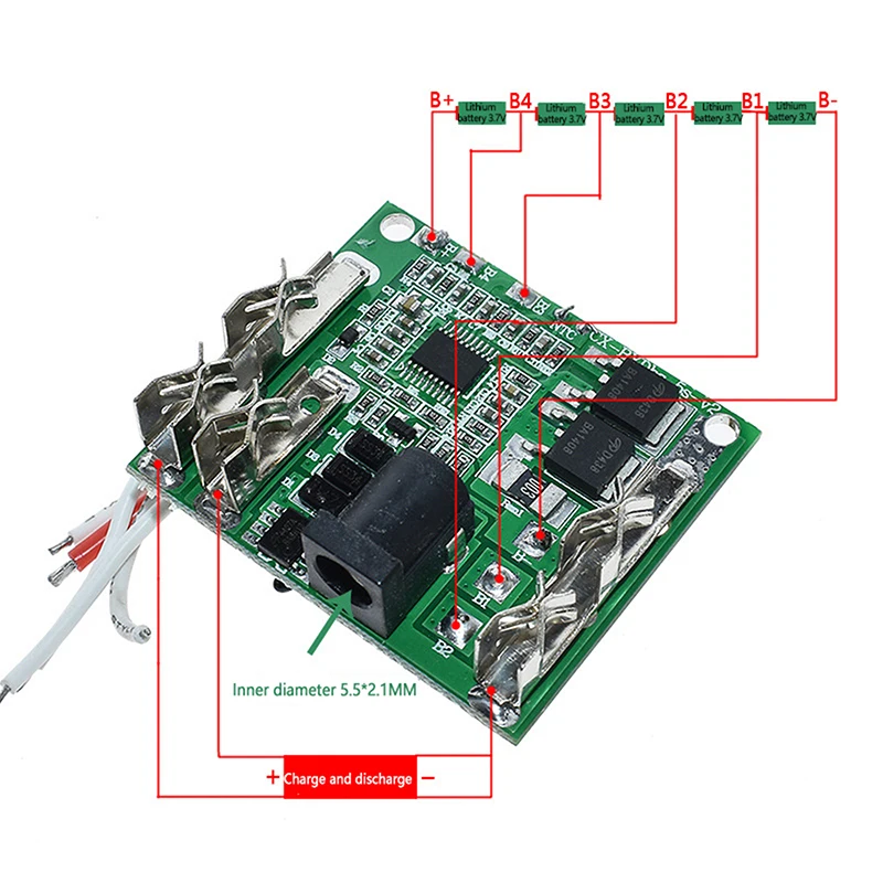 Li-Ion Lithium Battery Pack Protection Circuit Board BMS Module For Power Tools 5S 18V 21V 20A Battery Charging Protection Board