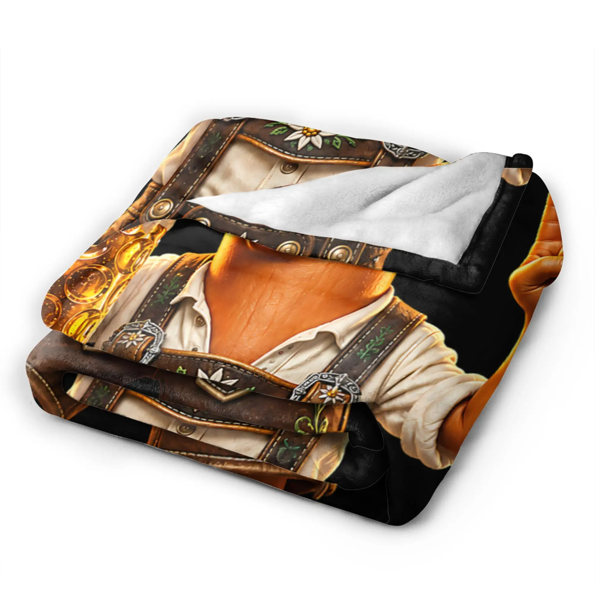 Tung Tung Sahur Oktoberfest Lederhosen German Men Prost Beer Soft Blankets Fashion Travel Office Throw Blanket Bedroom Bedspread