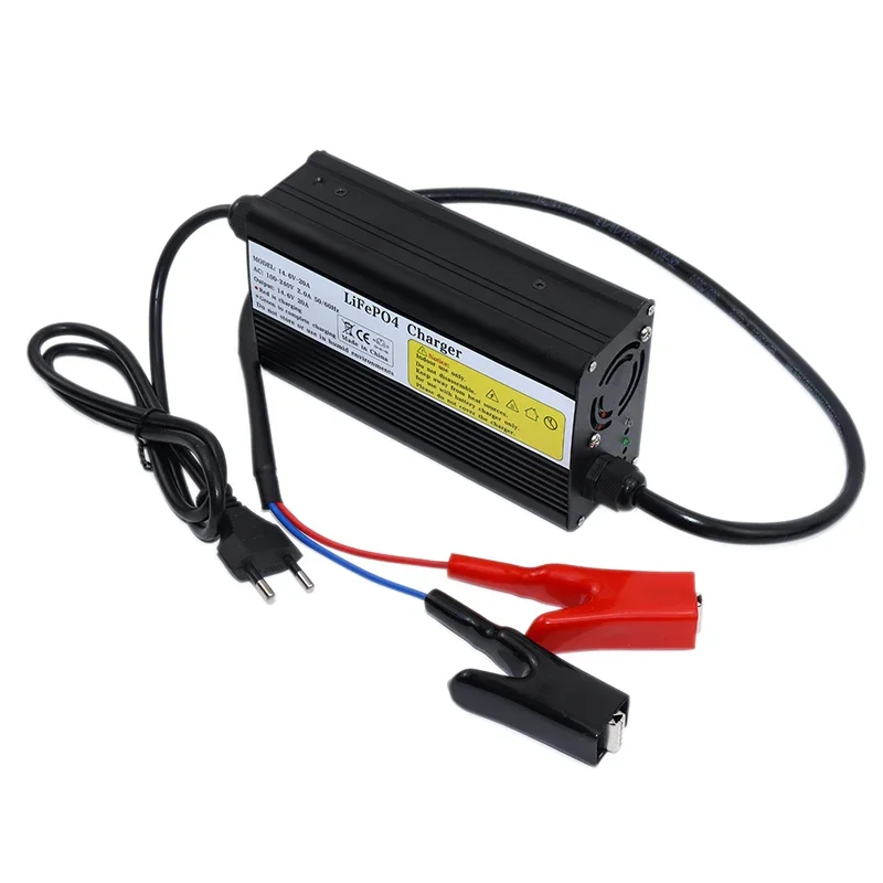 14.6V 20A Lifepo4 Battery Charger AC100-240V With Fan For 4S 12v 12.8v 100A 200A Lithium iron Cells Fast charging Aluminum case