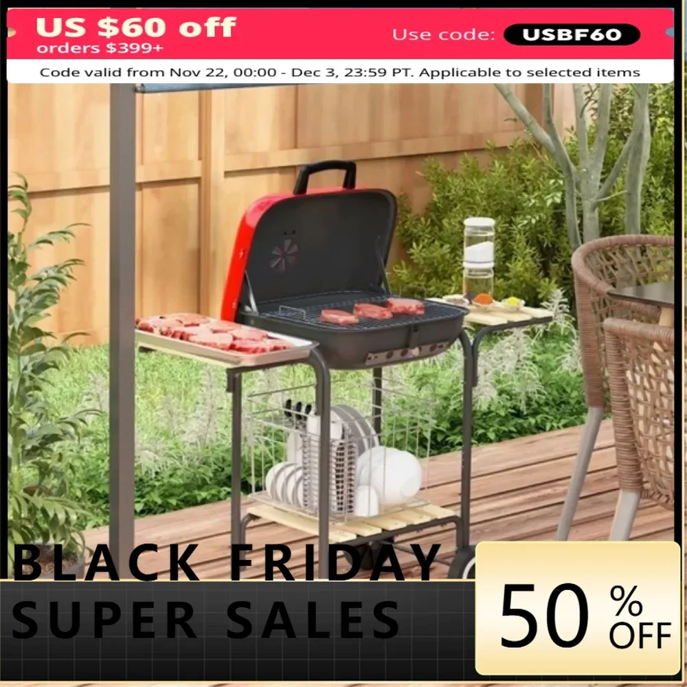 Portable Charcoal Grill BBQ Grill easy transport - Enamel-coated steel offers excellent heat resistance Outdoor Stove Camp Cook