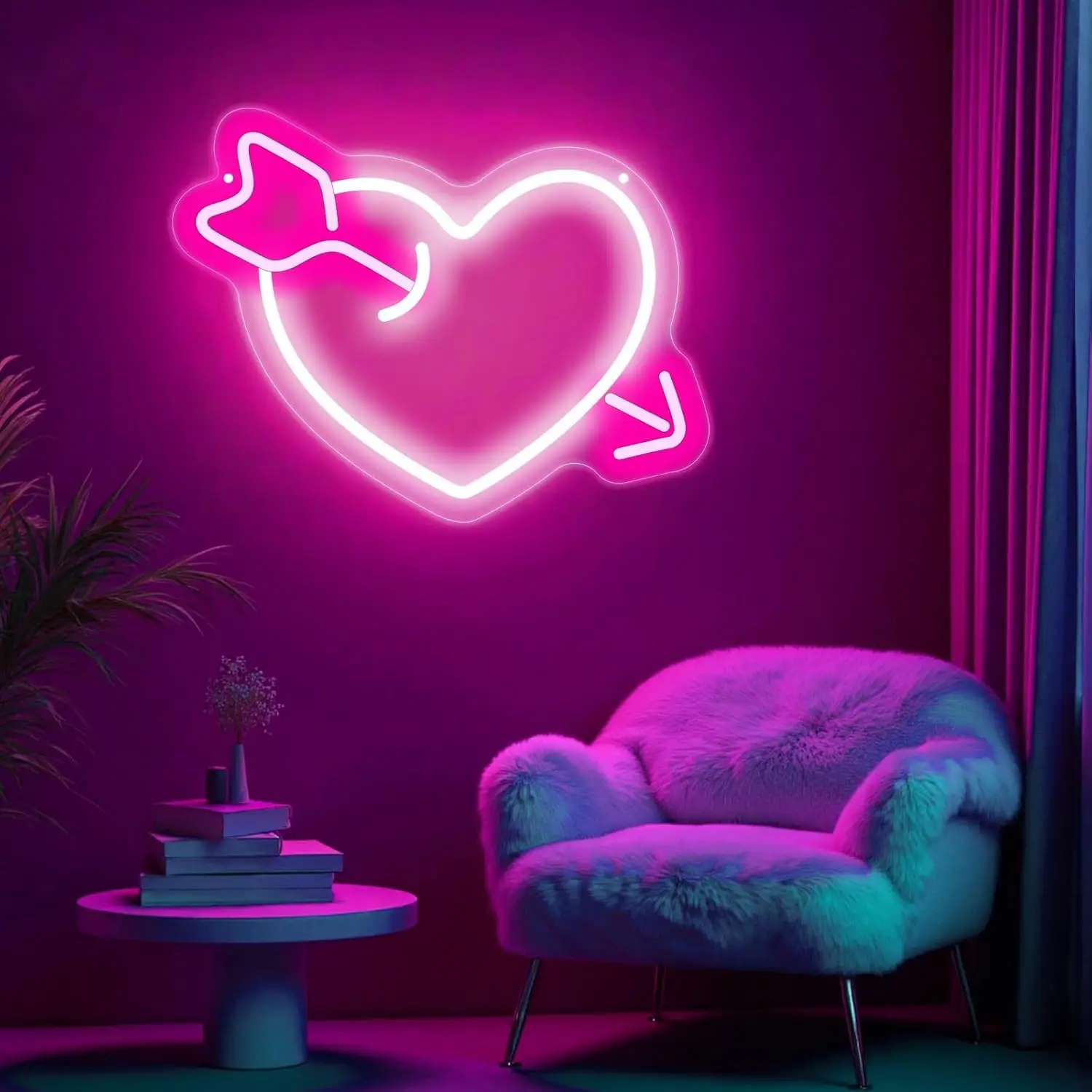 

Миниатюрная неоновая вывеска в форме сердца, USB LED неоновая лампа для декора на День святого Валентина, свадьбу, вечеринку, бар, гараж, спальню, настенный светильник