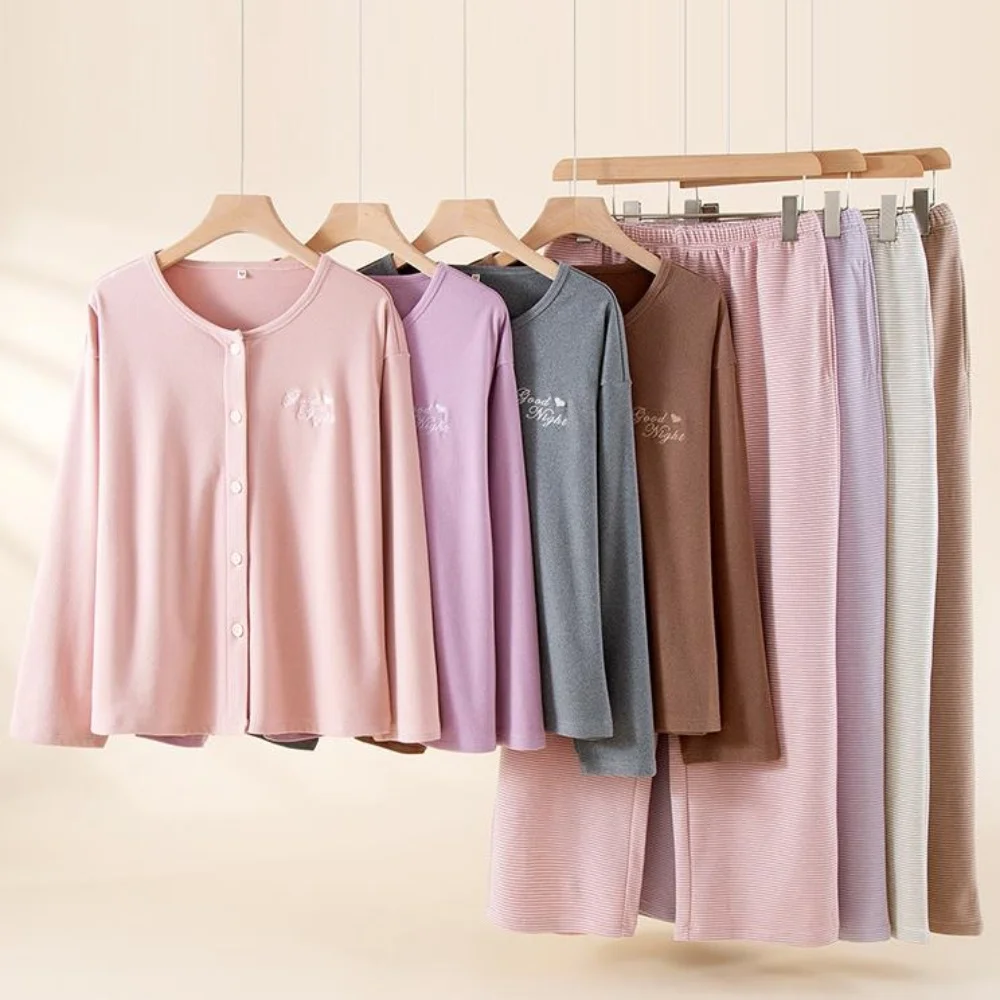 

Осенние пижамы с длинными рукавами, женские зимние пижамы, теплая одежда для сна, бархатные флисовые женские пижамы из двух предметов