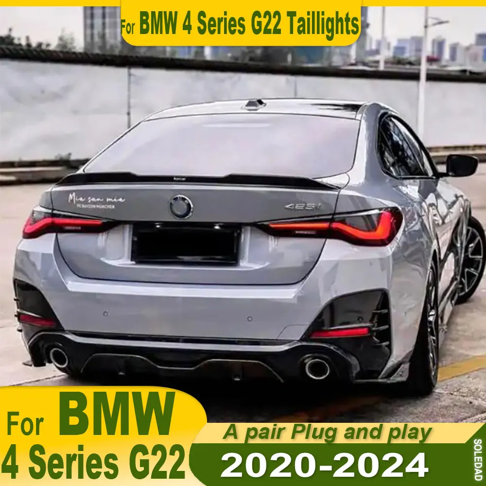 

Car Taillights For BMW 4 series M4 G22 G23 G26 G82 2020-2024 LED Smoked Black Rear Tail Light Turn Signal Car Lamp Accessories