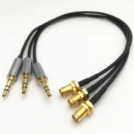 SMA Female Jack to 3.5mm Dual Channel Stereo Male Plug 50 Ohm RG174 Pigtail RF Coax Patch Cable