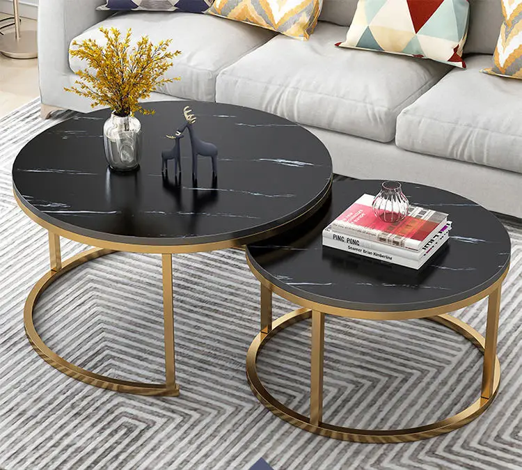 

Luxury Gold Modern Eco-Friendly Durable Stone Coffee Table for Small Living Room with Stone Design