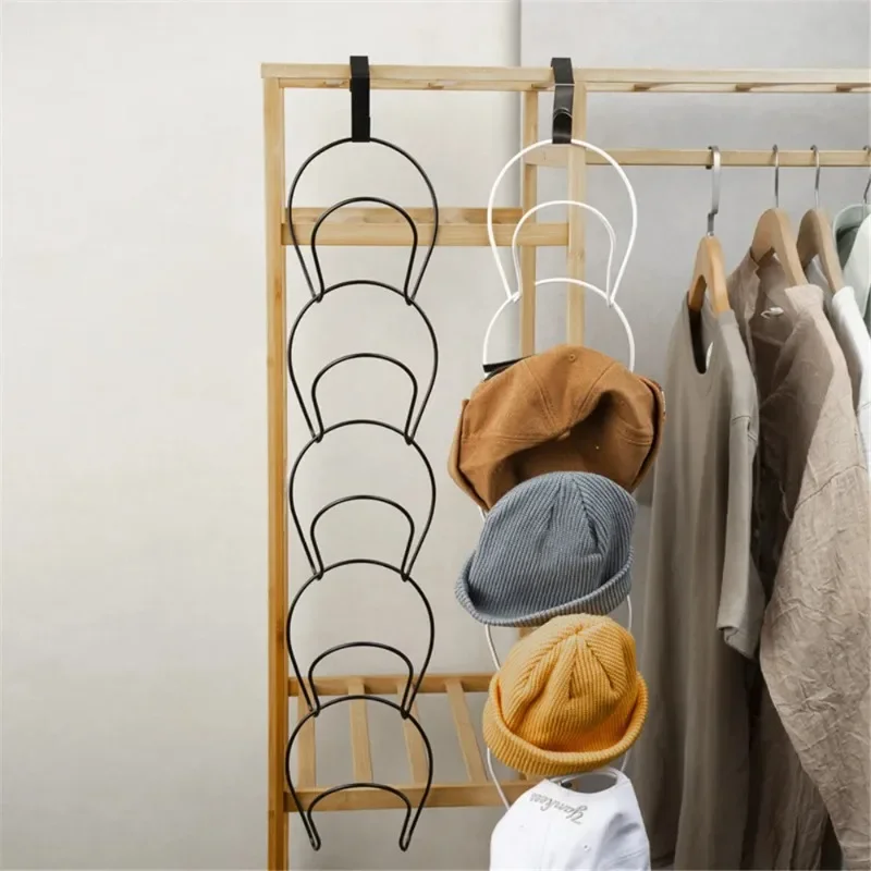 

5Pcs Multifunctional Iron Hat Hooks Wall Door Mounted Baseball Caps Sorting Storage Rack Scarf Tie Bag Organizer Hangers