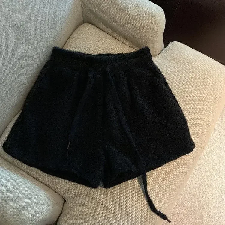 Summer Shorts Women Wide Leg Pant Pantalones Cortos De Mujer Casual Fashion High Waist Black Mink Drawstring Shorts New Bottoms