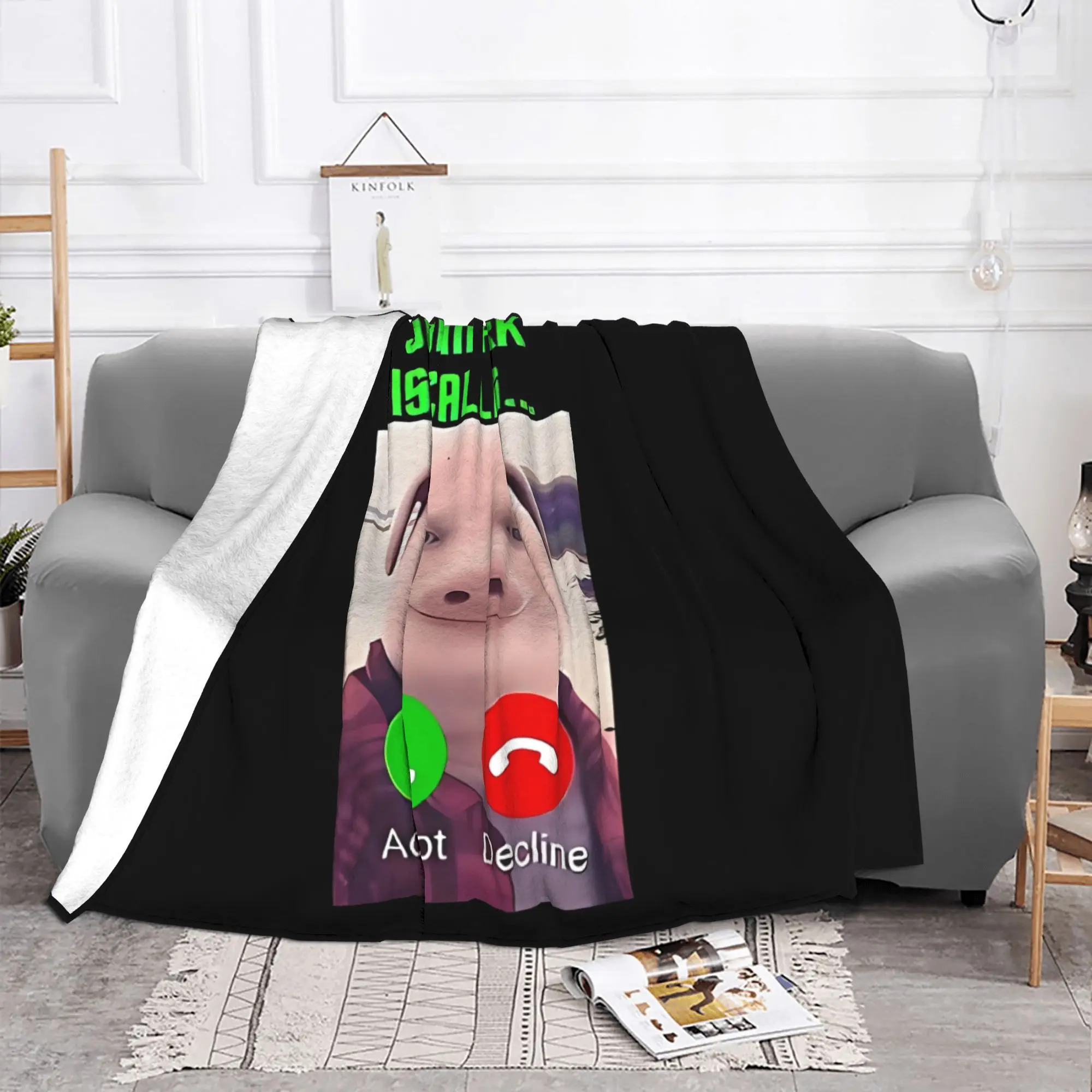 1PC home Cute Room Decor Calling Blanket Throw Blanket John Pork Novelty Warm Blanket All Season