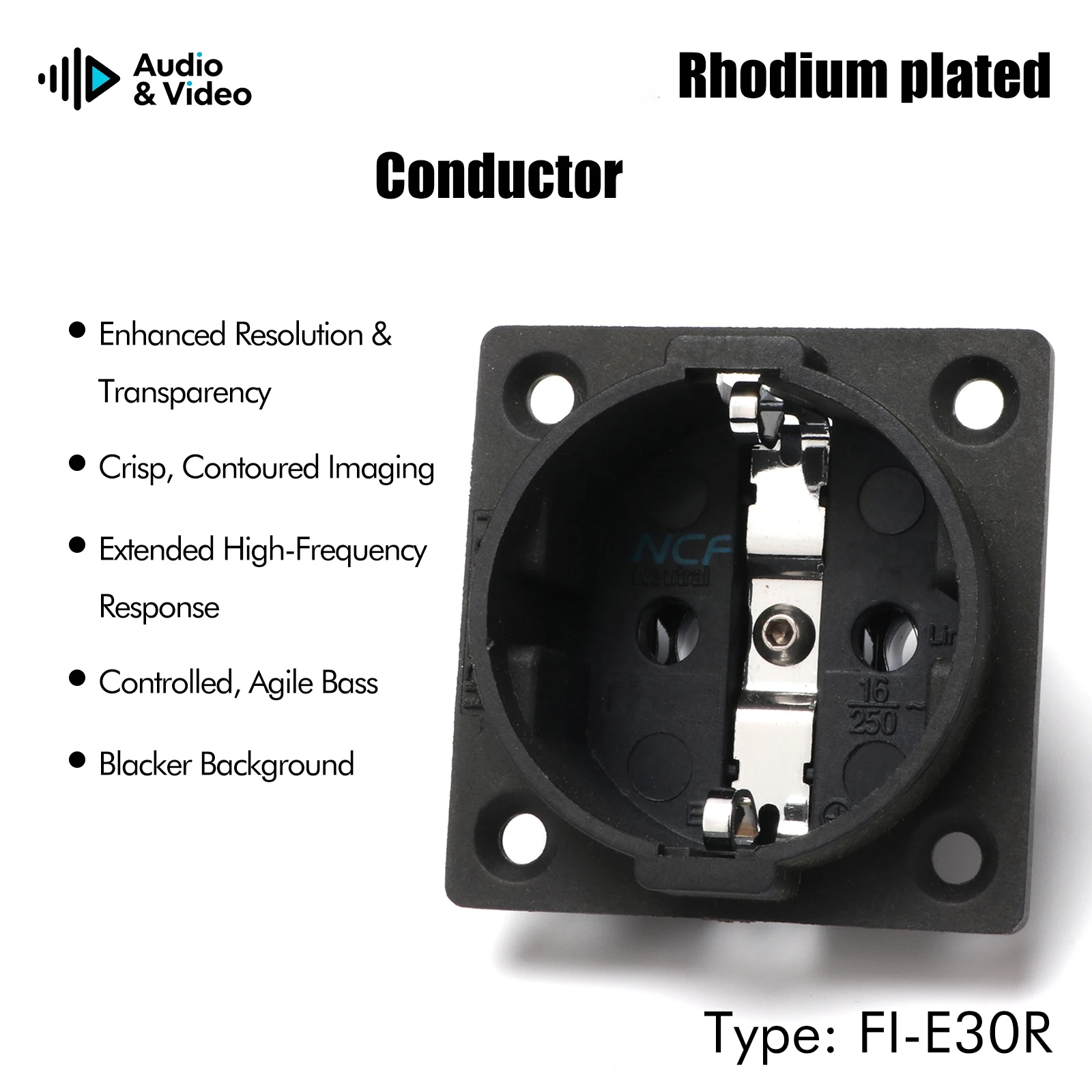 EU-Schuko-Steckdose NCF FI-E30 AC 250 V 16 A EU 2-polige IEC-Eingangsleistung Uitimate Schuko-Chassis-Buchse plattiert Neutralkupfer – Detail 1