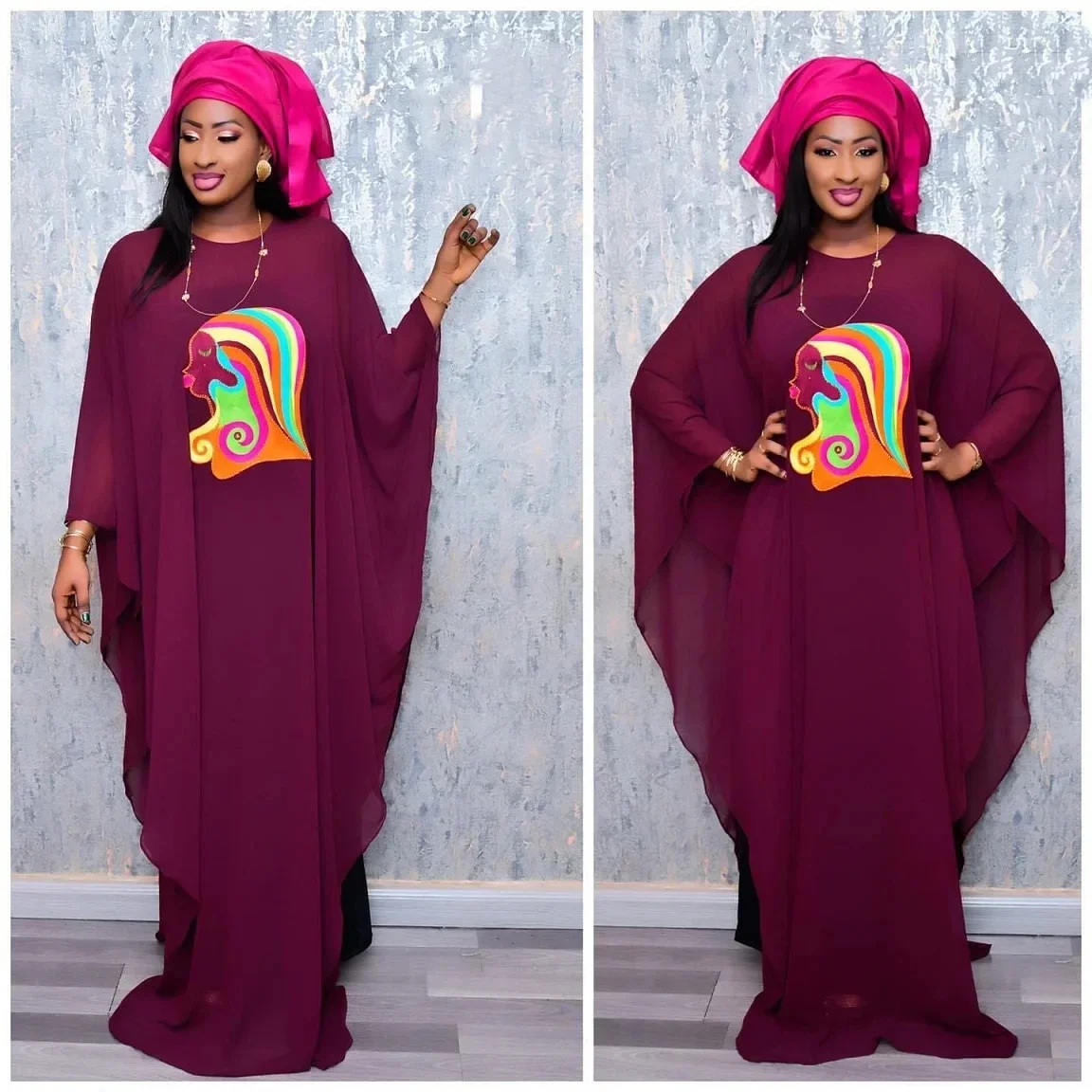 African BouBou Dresses For Women Embroidery Design Long Dress Without Scarf