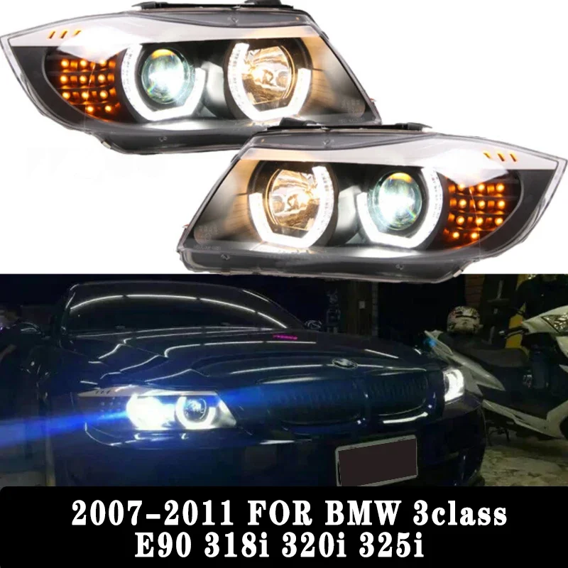 Car Styling LED Head Lamp for BMW E90 E60  X1 Headlights 2004-2018 LED Headlight angel eye headlight BI XENON front accesspo