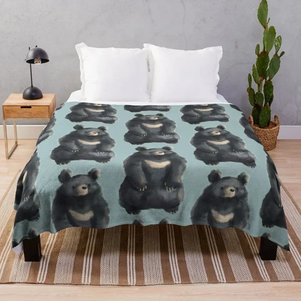 Moon Bear Throw Blanket Luxurious Soft Fuzzy Blanket for Sofa Bed