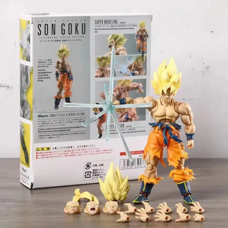Dragon Ball Z Super Saiyan Movability Goku Awakening Multiple Hands Are interchangeable Action Figure Collectible Model Doll Gif