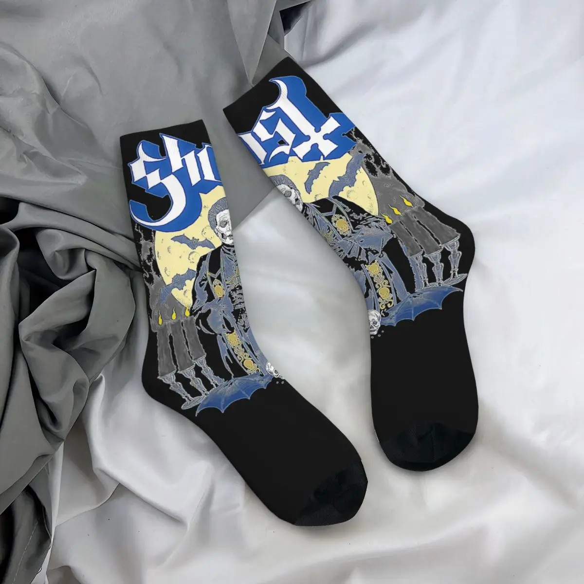 Hip-hop Vintage Ghost Design Theme Print Crew Socks Merch All Seasons Halloween Impera Maestro Comfortable Middle Tube Socks