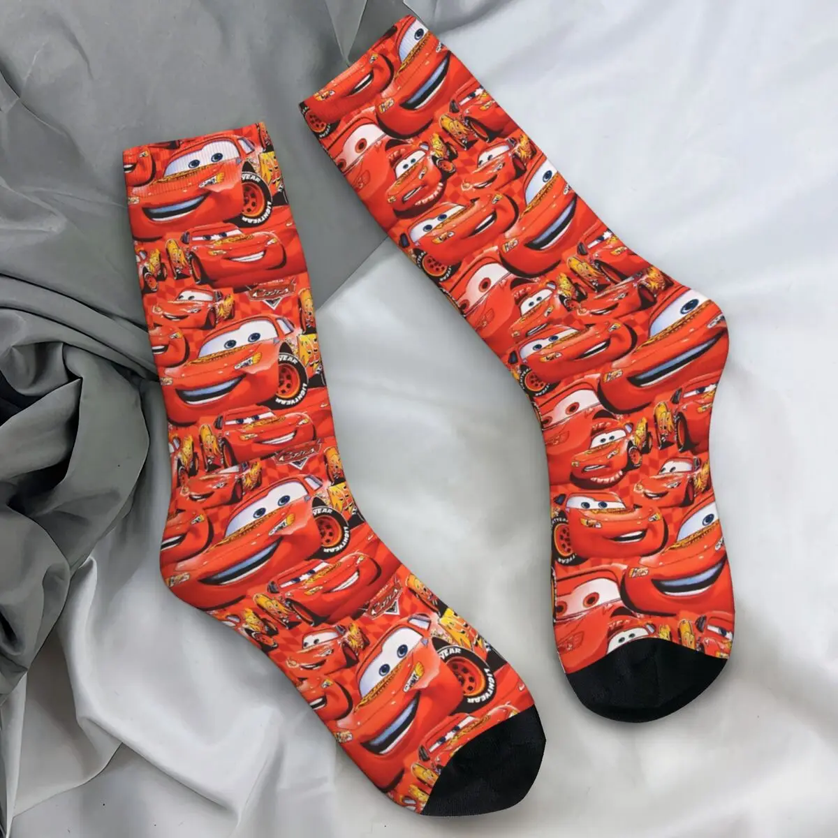 Couple Socks Lightning Mcqueen Face Stockings Winter Funny Soft Socks Custom Outdoor Non Slip Socks