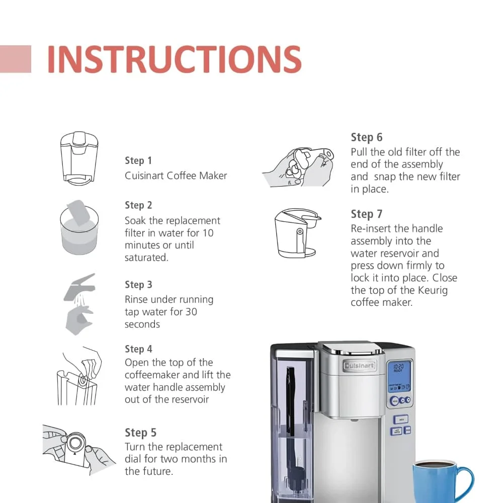 6-Pack Houtskoolwaterfilters Voor Cuisinart Koffiezetapparaten Die Compatibel Zijn DCC-1100 DCC-115O DCC-900 DGB-600 DCC-2200 DCC-2600 DGB-475