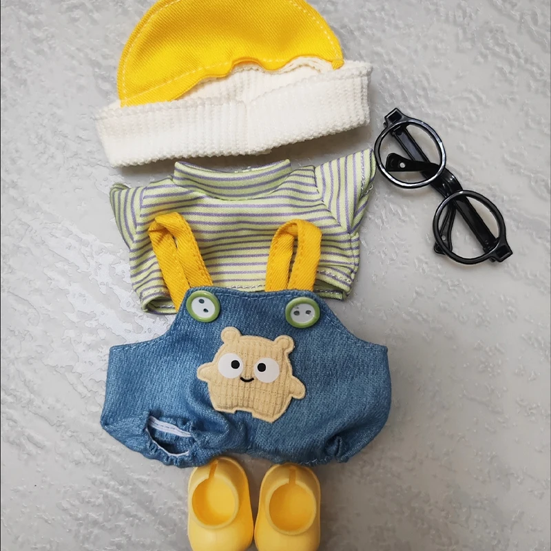 Für 17 cm Labubu Puppen Zubehör DIY Puppe Kleidung Herzschlag Lange Ohren Pelzigen Kaninchen Kostüm Cartoon Dress Up Labubu Outfit