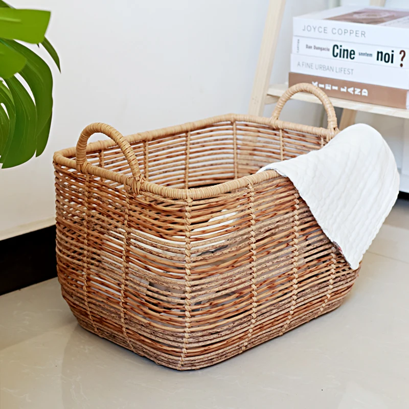 

American rattan storage woven dirty clothes rattan finishing box bedroom large basket household clothes basket