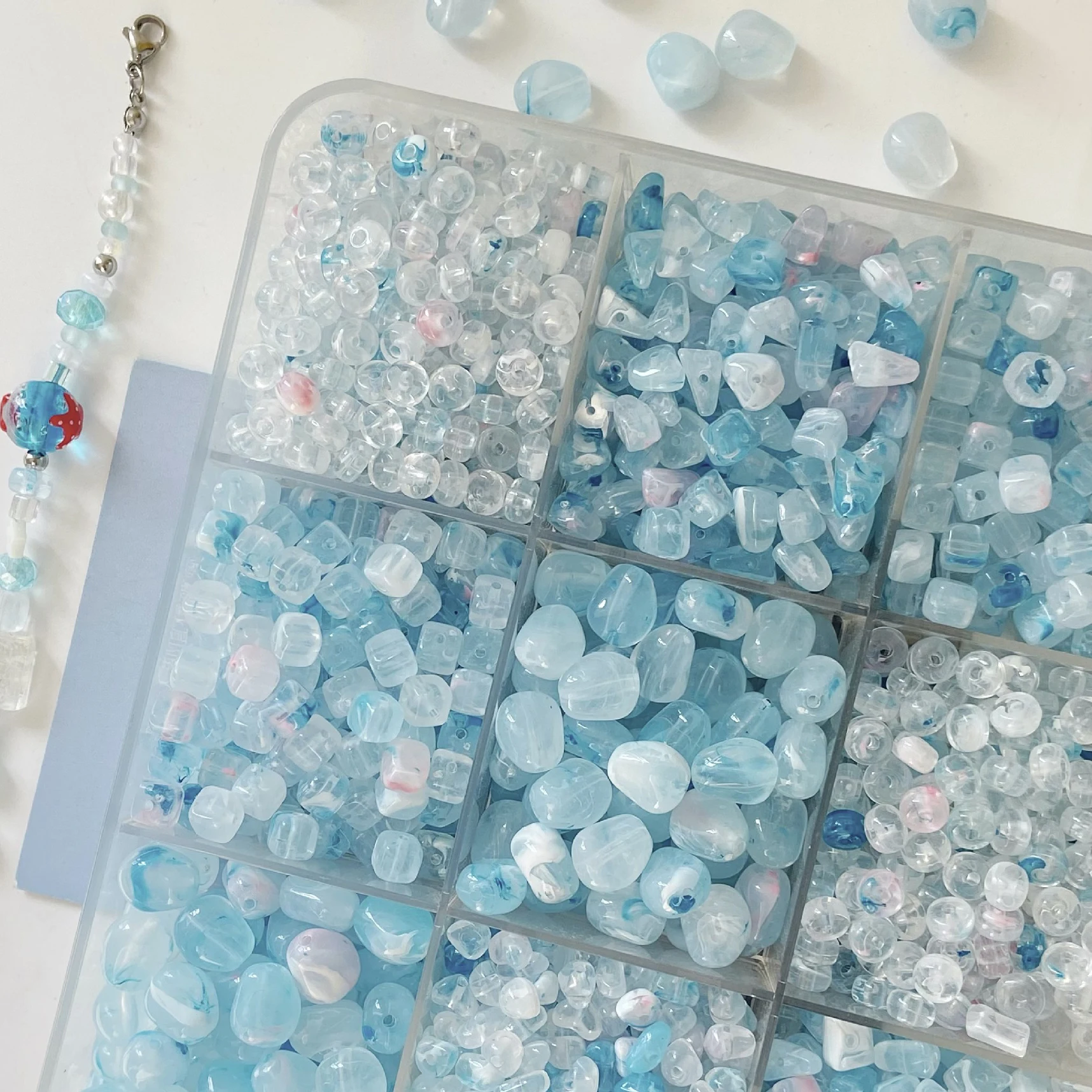 

10g/bag Simple Blue Series Acrylic Gradient Imitation Jade Beads For DIY Bracelet Necklace Accessories And Loose Bead Materials