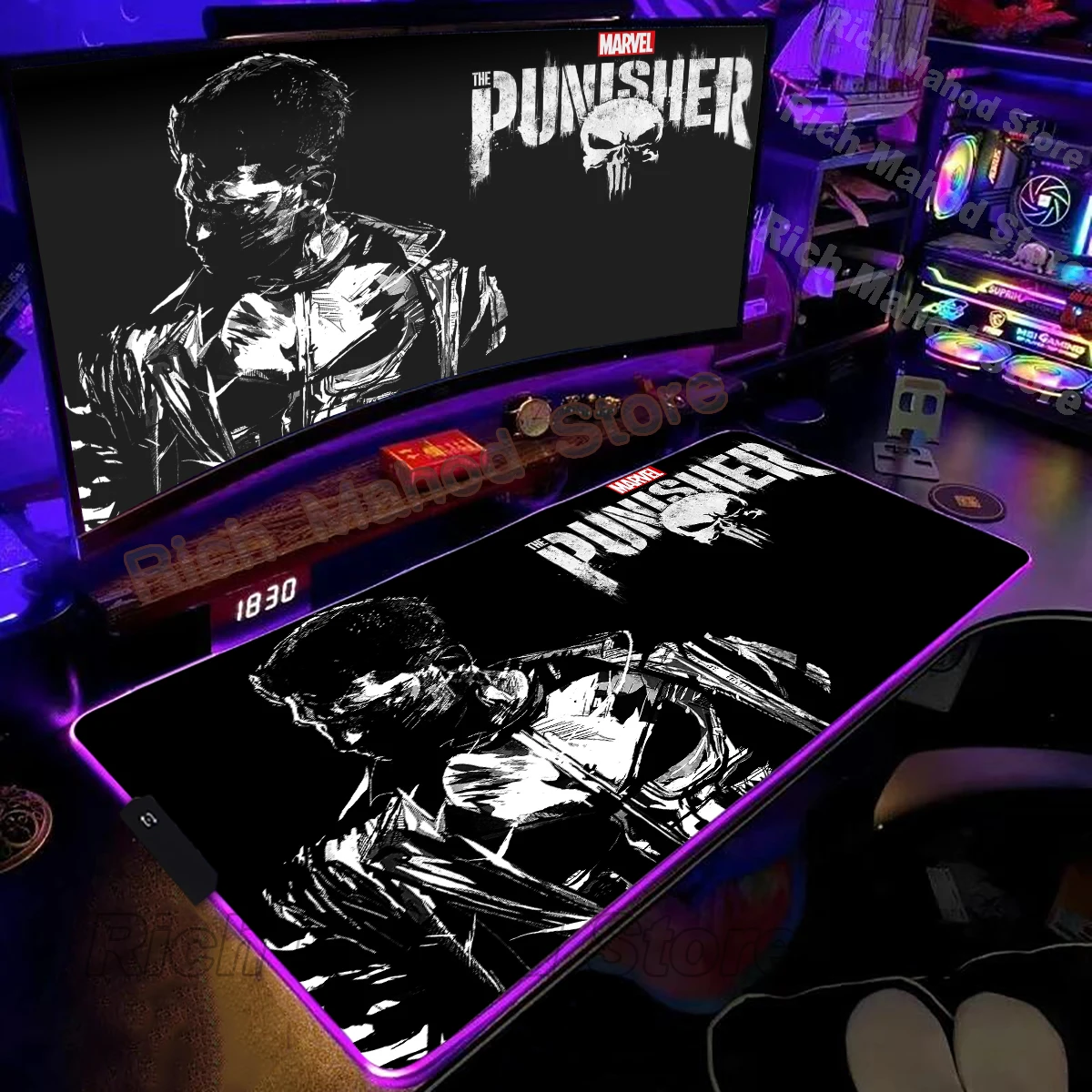 

Черный Marvel Punisher RGB ПК геймерская клавиатура коврик для мыши коврик для мыши светодиодный светящийся коврик для мыши резиновые игровые аксессуары компьютерный коврик для мыши