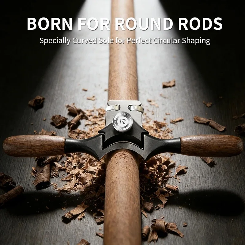 Round Rod Spokeshave Woodworking Hand Plane with Stainless Steel Blade Dual Adjustment Screws for Chair Legs Dowels Wood Turning