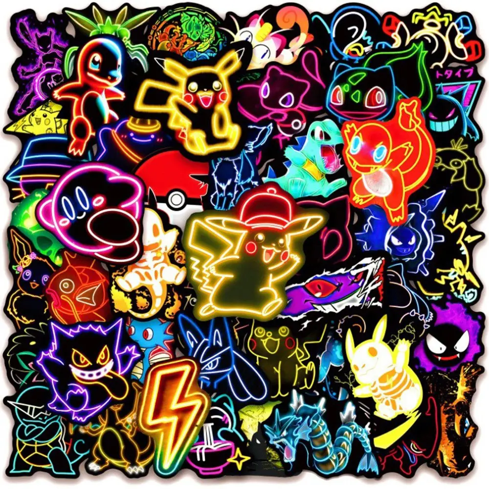 Pokémon Neon Light Stickers Cute Cartoon Creativity Phone Case Desktop Decoration Sticker New Fashion Exquisite Diy Material