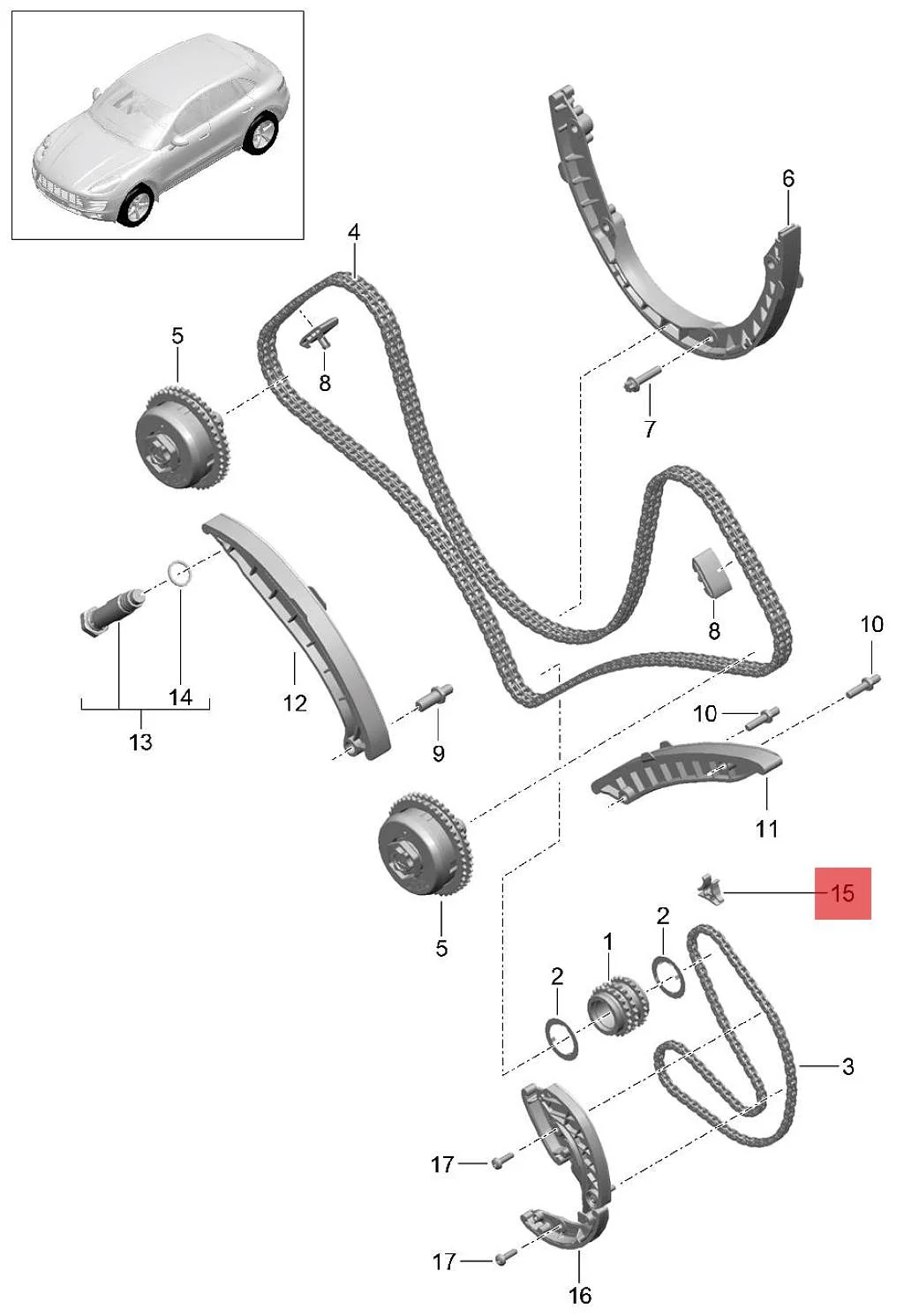 94610725300 small Guide rail of timing chain for Porsche Cayenne Panamera 970 3.6 engine