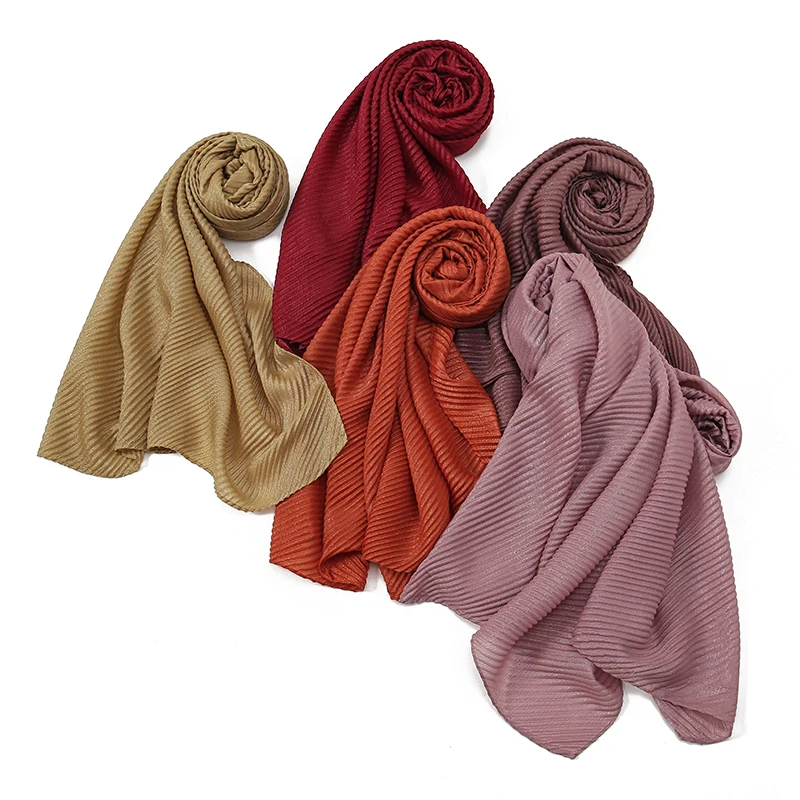 Plain Lurex Glitter Shimmer Scarf Shawl Lady High Quality Wrap Pashmina Stole Bufandas Pleated Muslim Hijab Cap Elegant Stoles