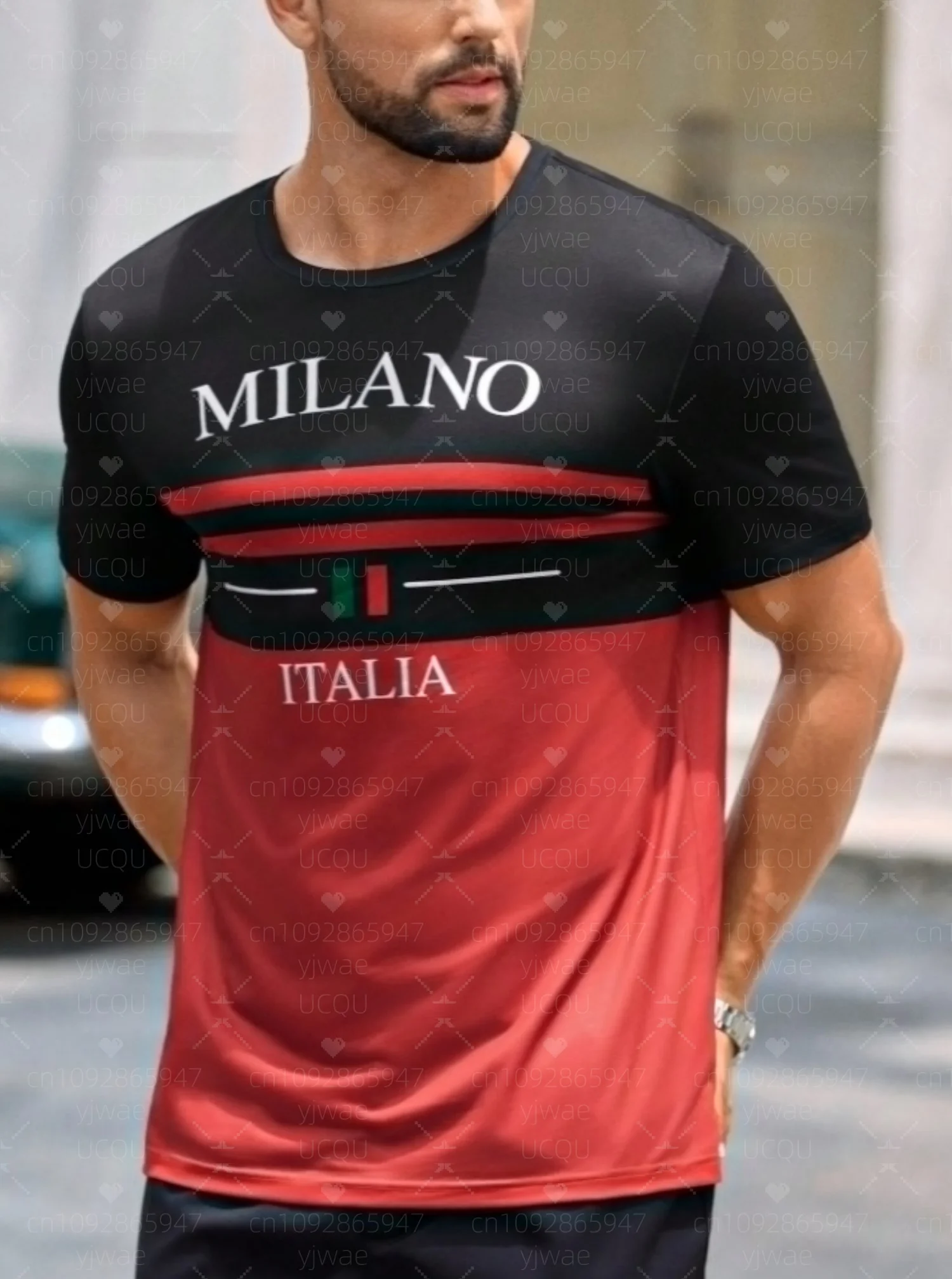 

NEW 2025 Mens Jersey T-Shirt Basic Striped Mlano Italia Short Sleeve Casual Round Neck Jersey Tee Shirts Men Sport Tops Clothing