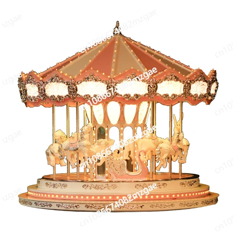 Christmas Pink Carousel Music Box for Girl's Girlfriend Birthday Gift