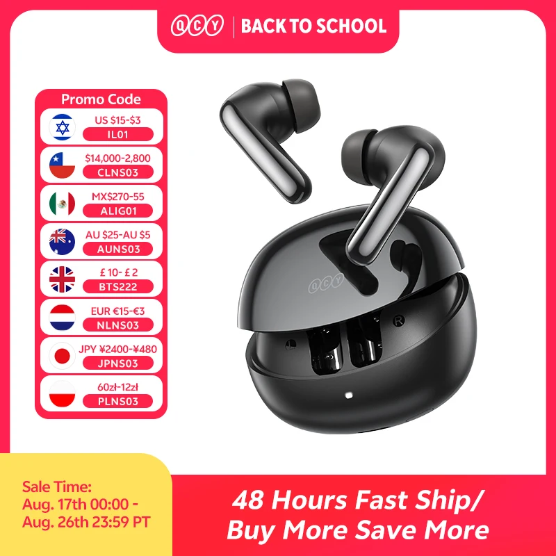 QCY MeloBuds N60 HT19 Kabellose Bluetooth 6.0 Kopfhörer 56dB Hybrid ANC LDAC Hi-Res Audio mit Koaxial-Dual-Driver-Ohrhörern 45 Std. Akkulaufzeit