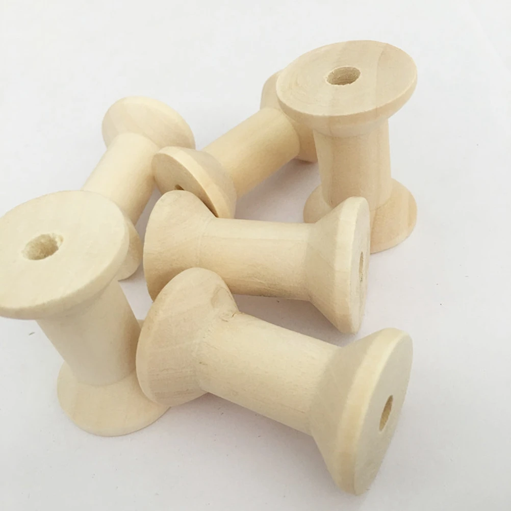 

50 Pcs Wooden Wire Roll Wheel Coils Roller for Thread Spool Old Fashioned Holder Bamboo