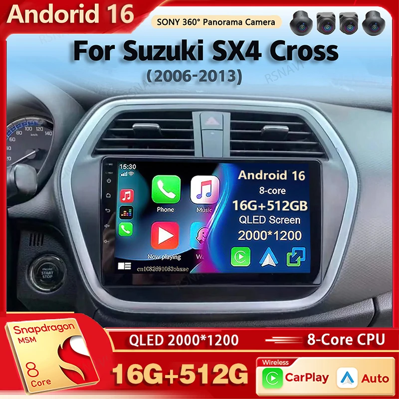 

Android 16 Car Radio For Suzuki SX4 Cross 2006-2013 For Fiat Sedici Carplay Android Auto Radio Multimedia Player 4G Wifi 2 Din