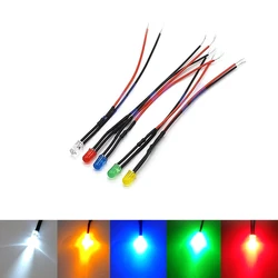 10 pces 3mm pre-wired leds emitindo diodos com resistência lâmpada led luzes 3v 5v6v9v 12v 24v 36v 48v 60v 110v 220v