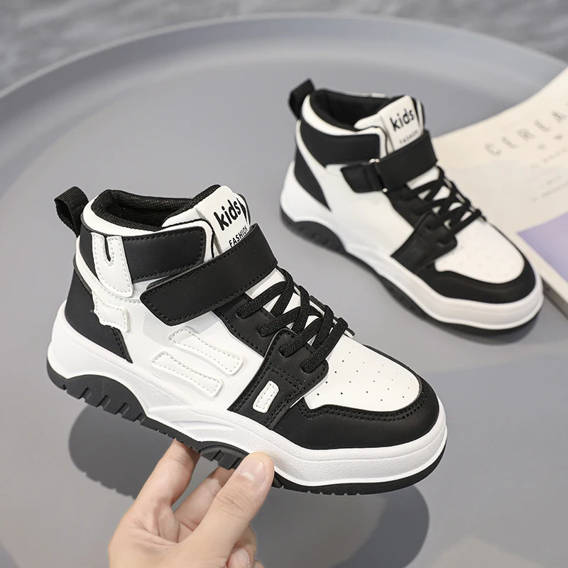 Kids Sneakers Boys Girls Skateboard Shoes High Top New Kids Leather Waterproof Casual Shoes Children Sports Walking Shoes 31-39