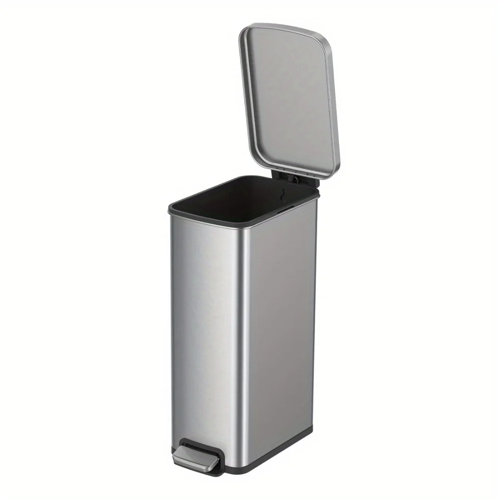 7.9 Gallon Stainless Steel Slim Step-On Kitchen Trash Can - Space-Saving, Odor-Control, Easy-Clean Design for Better Homes